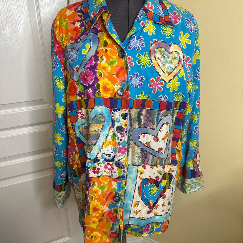 Colorful Patchwork blazer vintage by Lace in Rayon